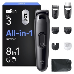 Trimmer pentru barba si par Braun Multigroom All-in-One AIO3545, 8-in-1, Negru