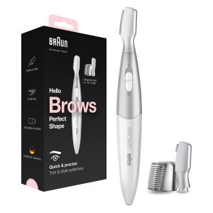 Trimmer pentru sprancene Braun FG1106, compact, cu 3 capete de taiere