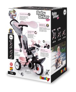 Trotineta 3-in-1 Smoby Baby Driver Plus Rosa, pentru copii de la 10 luni - Img 4