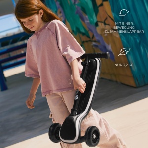 Trotineta pentru copii Kinderkraft RAKET, 3 in 1, LED, albastra, 50 kg - Img 5