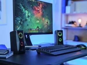 Trust Gaming GXT 606B Javv 2.0 Difuzor PC cu iluminare LED RGB, 12W (6W RMS), functionare USB, Cutii PC compacte, Set de difuzoare, Difuzor de gaming pentru computer si laptop - Negru - Img 5