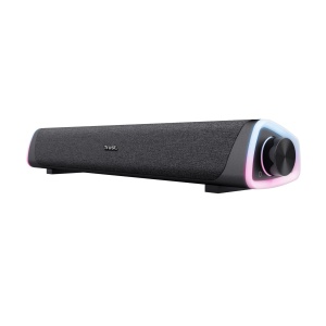 Trust Liro Soundbar PC Speaker 12W, Difuzoare stereo pentru computer cu iluminare LED RGB, Jack 3.5mm AUX, USB Operation Sound Bar pentru PC Laptop Desktop Tablet Smartphone TV, Negru - Img 1