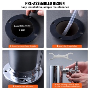Turn de distribuire a berii VEVOR cu 3 robinete, turn de butoaie de bere din otel inoxidabil, kit turn Kegerator cu furtunuri preasamblate si robinete cu inchidere automata pentru petreceri, baruri, pub-uri si restaurante - Img 6