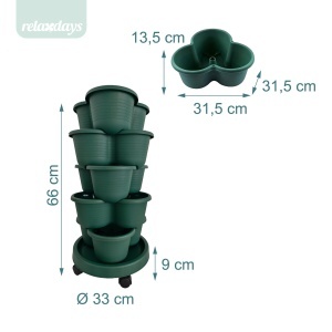 Turn de plante Relaxdays, 5 etaje, mobil, verde, 66x33 cm - Img 4