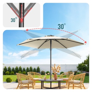 Umbrela de Soare VOUNOT 270 cm, Negru, UV 50, Design Inclinat - Img 5