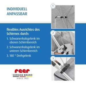 Umbrela pentru carucior reer ShineSafe UV-Schutz UPF 80 80 cm Grau-Melange - Img 4