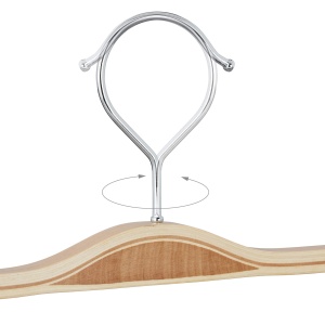 Umerase din lemn Relaxdays, set 5 bucati, clipsuri ajustabile, 360 rotire, 37cm, natural - Img 6