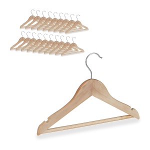 Umerase pentru copii Relaxdays, set 20 bucati, din lemn, naturale, ideale pentru haine