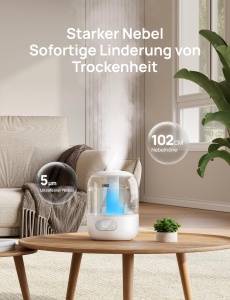 Umidificator Dreo pentru dormitor, umidificator cu ceata rece pentru casa si camera mare, umidificator silentios pentru bebelus, lumina de noapte, difuzor esential, umidificator rapid cu ultrasunete - Img 5