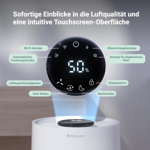 Umidificator inteligent BLUEAIR Premium rezervor de 35 litri sigur pentru masina de spalat vase pentru camere mari somn mai bun cu tehnologie de evapo - Img 8