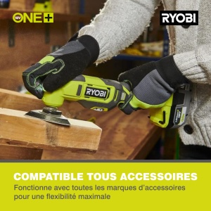Unealta multifunctionala cu acumulator RYOBI 18 V ONE+ RMT18-0 (unghi de oscilatie 3,0deg, viteza de oscilatie 0-20.000 min-1, control variabil al vitezei, iluminare LED, inclusiv accesorii, fara baterie si incarcator in cutie) - Img 4