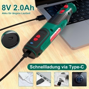 Unelte rotative HYCHIKA 8V, 2.0Ah, 145 piese, viteza variabila 30000 RPM - Img 5