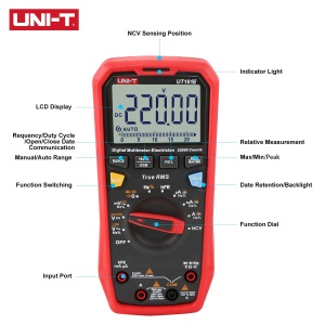 UNI-T UT161E 1000V 20A Multimetru digital 22000 Numere Afisaj NCV hFE Gama de masini True RMS AC / DC Tensiune Curent Rezistenta Capacitate Tester - Img 7