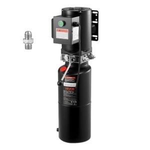 Unitate de alimentare cu pompă hidraulică VEVOR, AC 220V, unitate hidraulică cu acțiune simplă de 10 litri, debit de ulei de 6,3 l/min, presiune maximă de refulare 22 MPa pentru basculantă, garaj auto, platforme de ridicare auto, negru