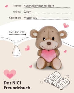 Ursulet de plus NICI 62701, 22cm, culoare maro, cu inima roz - Img 5
