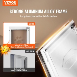 Usa pentru animale VEVOR CWM01-L, din aluminiu, 337 x 509 mm, alba, rezistenta la intemperii - Img 2