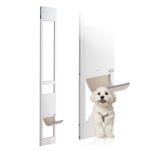 Usa pentru caini VEVOR CWM03-M, 8-14 x 12-14 inch, din sticla securizata, cu cadru din aluminiu