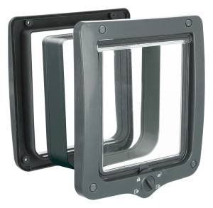 Usa pentru pisici TRIXIE 4-Way XXL cu tunel, 24 x 28 cm, gri
