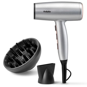 Uscator de par BaByliss Cosmos D580DE, 2100W, cu difuzor, argintiu