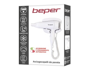 Uscator de par BEPER 40490 cu montare pe perete 2000W cablu extensibil 2m alb - Img 6