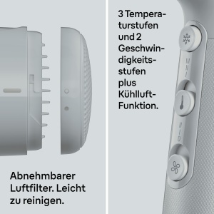 Uscator de par Braun HD2.35, 2200 W, cu difuzor si 3 temperaturi, gri - Img 2