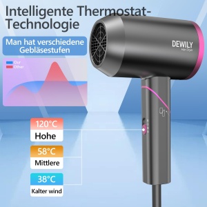 Uscator de par DEWILY 1800W, tehnologie ionica, pliabil, 3 trepte temperatura - Img 5