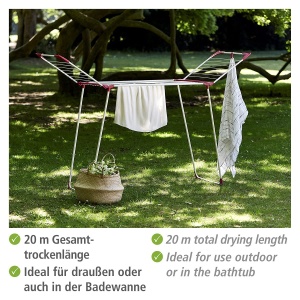 Uscator de rufe WENKO Summer Dry 13 m, metal, alb si bordeaux, 153 x 76 x 46 cm - Img 3