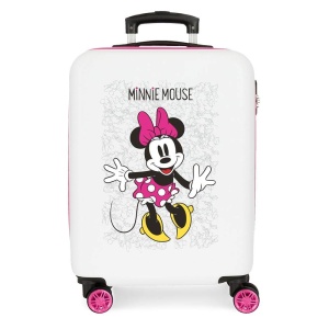 Valiza de mana Disney Minnie, 34L, 2,6kg, 4 roti, alba