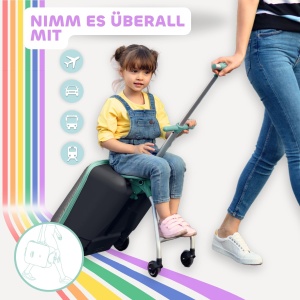 Valiza pentru copii BEABA Micro Mobility, 22L, cu scaun, albastra - Img 5