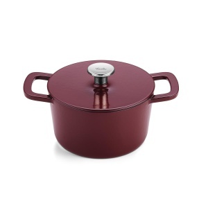 Vas de gatit din fonta Fissler Moments, 20 cm, burgund, cu functie AromaStar
