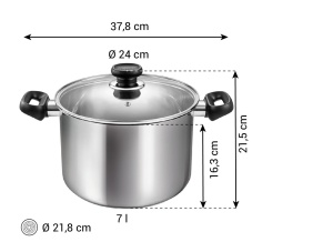 Vas de gatit Tescoma Brava cu capac, 24 cm, 7,0 l - Img 4