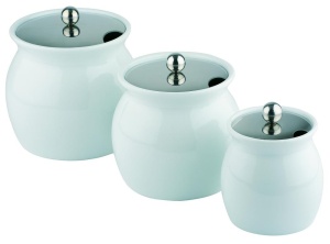 Vas pentru dressing APS 83311, 0.8 litri, portelan alb, cu capac din inox