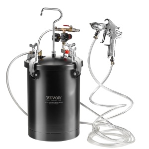 Vas sub presiune VEVOR pentru vopsea spray, vas sub presiune de 15 l, presiune reglabila de 60 psi, vas sub presiune din otel Vas de vopsea cu pistol de pulverizare, furtunuri, manometru, pentru decorarea casei, vopsire industriala