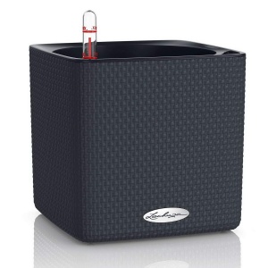 Vaza pentru plante LECHUZA Cube Color 16, 17 x 17 x 16 cm, Schiefergrau, cu sistem de udare