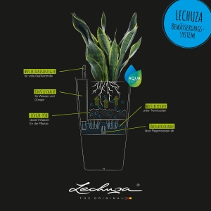 Vaza pentru plante Lechuza CUBICO Cottage 30, alba, 30 x 30 x 56 cm, sistem de udare - Img 4