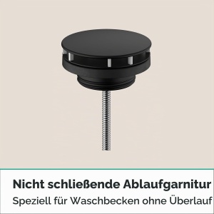 Ventil de scurgere hansgrohe, mattschwarz, pentru chiuvete fara overflow - Img 3