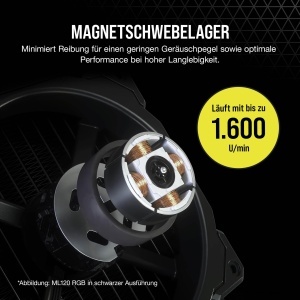 Ventilator Corsair ML140 LED ELITE, 140 mm, PWM, AlbRosu, 1600 RPM - Img 4