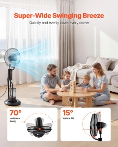 Ventilator cu spray VEVOR, 75W, rezervor 3L, 3 moduri, telecomanda - Img 2