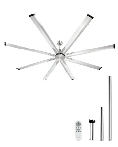 Ventilator de tavan VEVOR FR25052NL-84BN, 8 palete, motor DC, telecomanda