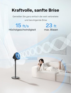 Ventilator Pelonis Reglabil pe Inaltime Oscilant Ultra Silentios Negru - Img 10