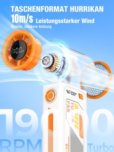 Ventilator portabil Smiling Shark TF-01 Turbo 12 ore autonomie LED display - Img 3