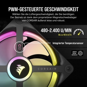 Ventilator RGB CORSAIR iCUE LINK QX120, 120mm, 3 buc, Negru - Img 6