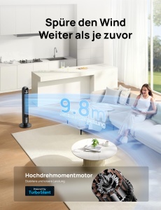 Ventilator turn DREO DR-HTF017 cu telecomanda, 4 viteze, negru - Img 3