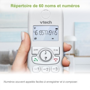 (versiunea franceza) VTech CS1501 Telefon DECT fara fir cu doua telefoane, blocare apeluri, identificare apelant/apel in asteptare, difuzor, afisaj iluminat din spate si tastatura iluminata din spate - Img 6