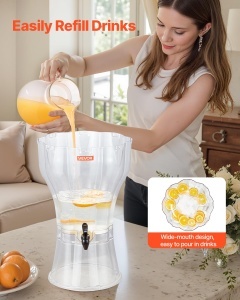 VEVOR Dispenser Bauturi 13L Transparent Material BPA-Free Robinet Antipicurare - Img 5