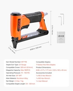 VEVOR Drucklufttacker Seria 71 Capacitate 180 Klammer Ergonomic - Img 7