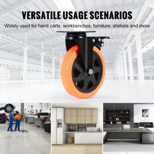 VEVOR Furniture Castor Set de 4 role pivotante PVC ph152.4mm Role de senile 1.270 kg Capacitate de incarcare Role de transport cu frane A/B Role de cutie Role rotative 360deg pentru sarcini grele rotative la 360deg pentru case Birouri Studiouri Fabrici - Img 6