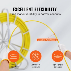 VEVOR JLT-6 Fiberglas Kabel Rad 150m O79mm Cadru Metalic Robust - Img 3
