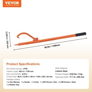 VEVOR LP48 Stativ pentru busteni 1180 mm otel carbon deschidere max 48 cm - Img 7