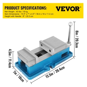 Vevor Maschinenschraubstock 125 mm Deschidere 24 KN CNC din Otel - Img 7
